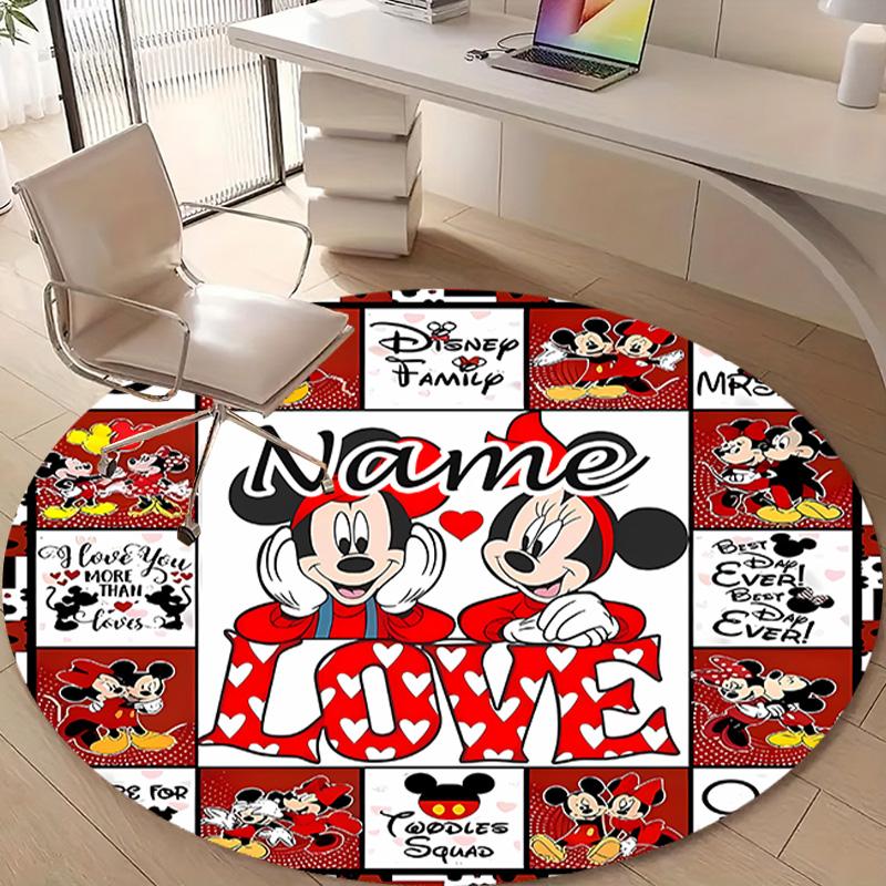 Personalized M-Mickey Round Chair Office Rug - Perfect for Mat, Office Chair & More - Ideal Gift for Birthdays and Holidays
