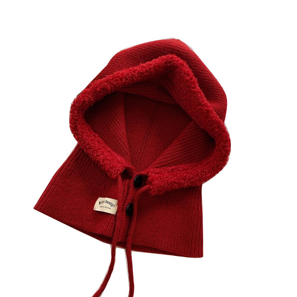 Мягкая Теплая Балаклава Шапка Вязаный Капюшон Шарф Шапка для Лыж Пеших Прогулок Универсальная Женская Ветрозащитная Шаль-Шапка с Защитой Шеи