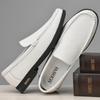 Дышащая мужская повседневная обувь из натуральной кожи, мужские лоферы, туфли без застежек, мокасины для вождения, люксовые брендовые мужские туфли-лодочки с вырезом