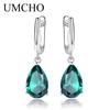 Created Green Emerald Gemstone Drop Earrings for Women Anniversary Wedding Party Gifts Jewelry