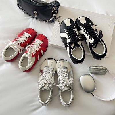 Версия из коровьей кожи Zhao Ruth кожаные туфли с квадратным носком и зебровым принтом на платформе на шнуровке повседневные спортивные туфли женские сочетающиеся по цвету