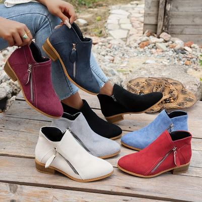 Женские элегантные ботильоны-слипоны с острым носком, зимние ботинки на молнии, амортизирующая подошва из ТПР