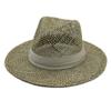 French Retro Salty Grass Seaweed Woven Jazz Top Hat Men'S And Women'S Vacation Beach Outing Straw Hat Wide Brim Sun Protection
