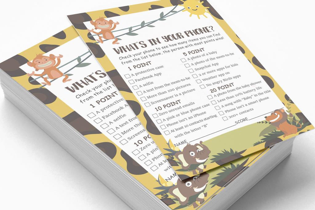 Inkdotpot 50 BabyA AlphabetA ABCA GameA Jungle Animals Baby Shower Game Gender Neutral Party