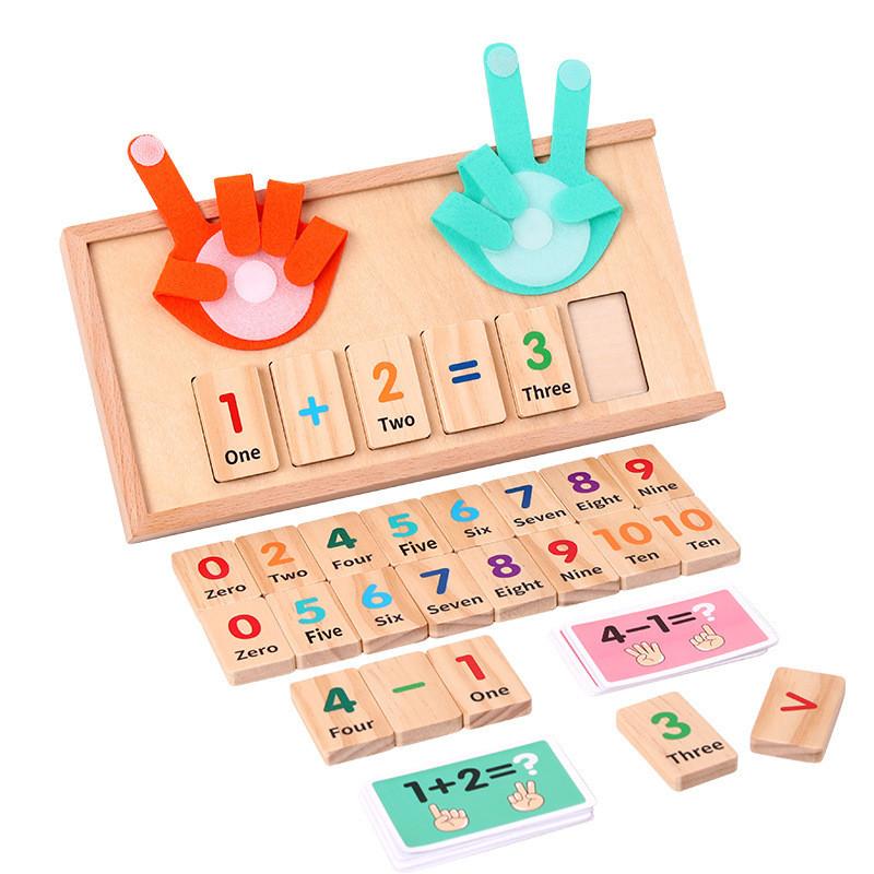 Wooden Finger Counting Math Toy For Early Childhood Education With Addition And Subtraction Practice