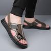 Летние кроссовки Уличная мода Нескользящие Мужские сандалии Кожаные Мужские Пляжные шлепанцы Обувь Новые С открытым носком Мужские Римские сандалии