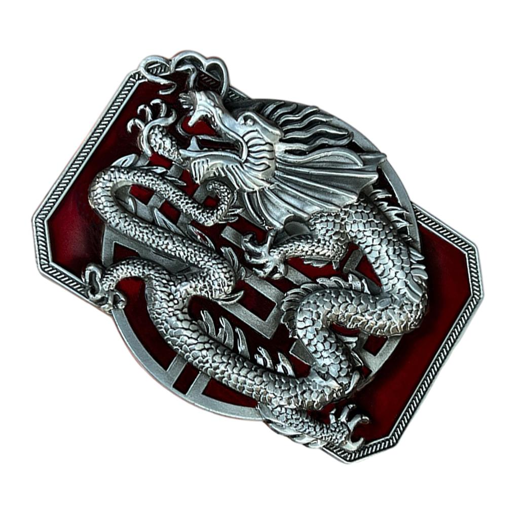 Chinese Style Belt Buckle with Relief Dragon Pattern Adult Belt Buckle Replacement DIY Craft Belt Buckle Replacements