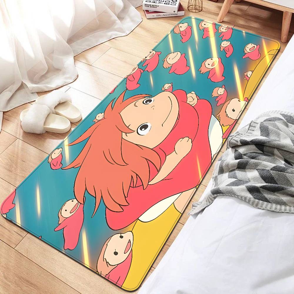 Cute P-Ponyo Movie On The Cliff Anime Floor Mat Rectangle Anti-slip Home Soft Badmat Front Door Indoor Outdoor Mat Welcome