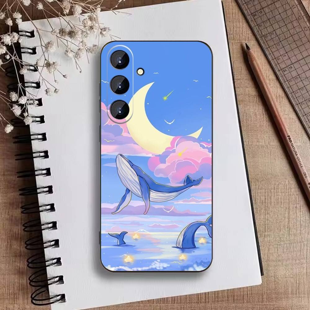 Чехол для телефона Whale Fall-Art для Samsung Galaxy A73, A21s, A22, A31, A52, A53, A71, A41, Мягкий черный корпус
