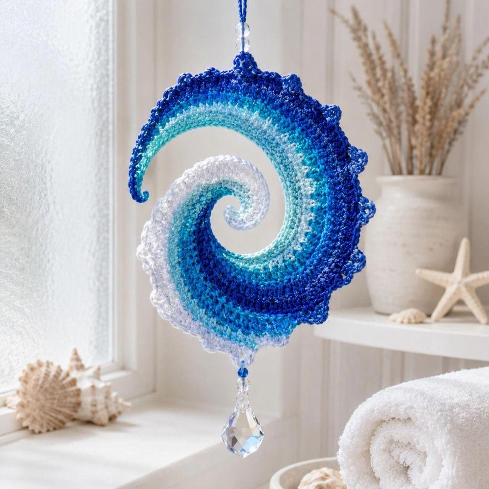 Handmade Spiral Wave Ornament Kit Beaded Crochet Ornament Kit Creative DIY Crochet Set