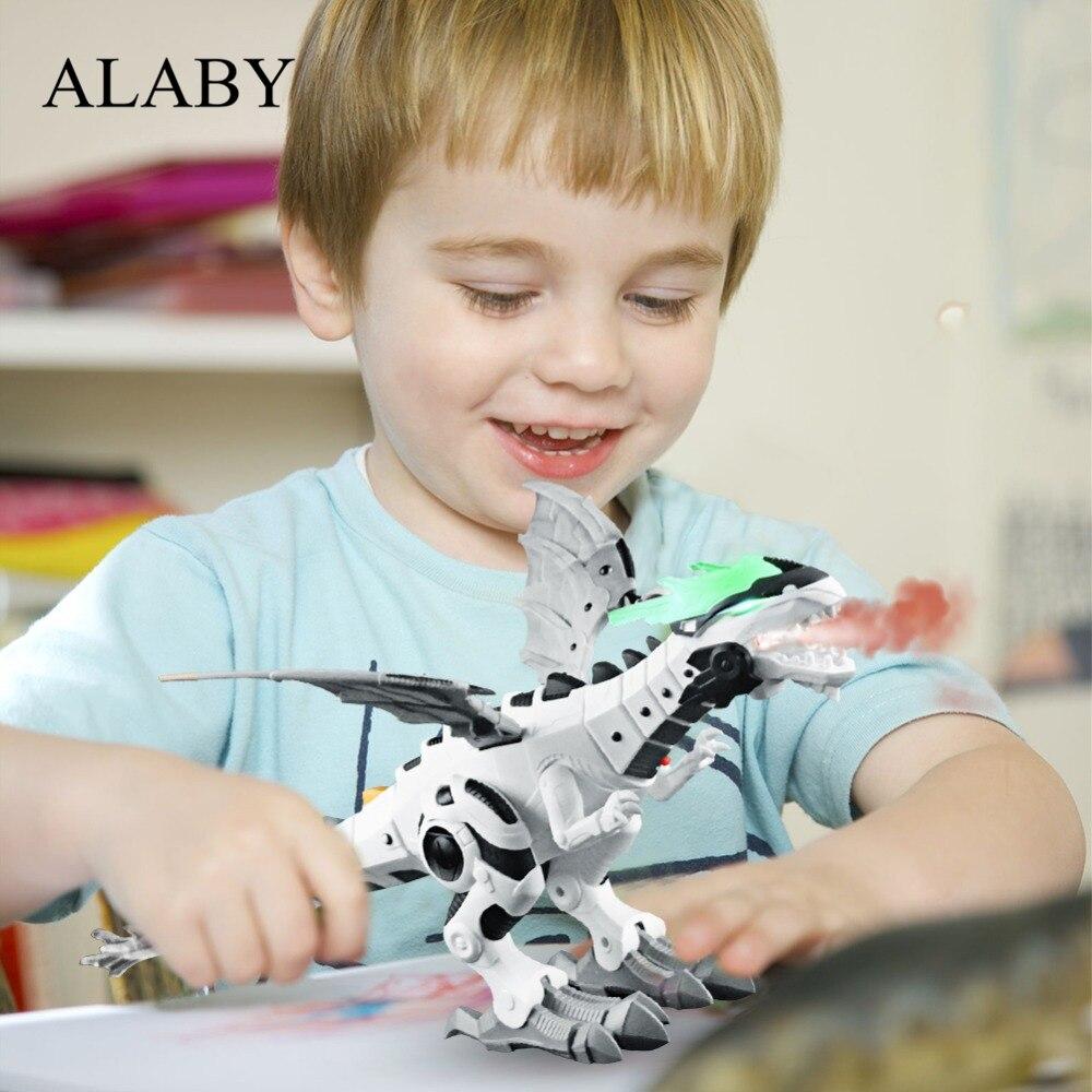 Интеллектуальная модель динозавра Alaby, электрический механический спрей, электрическая игрушка динозавра, детские игрушки для хобби, мультяшная электронная прогулочная игрушка