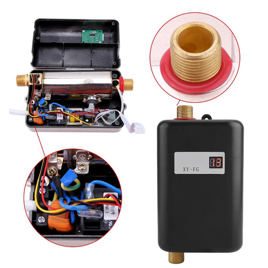 3800W Mini Electric Tankless Instant Hot Water Heater Bathroom Kitchen Washing Black