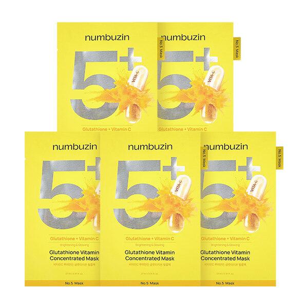 NUMBUZIN Нет. 5 пленок с глутатионом и посыпкой из витамина С, 5 листов