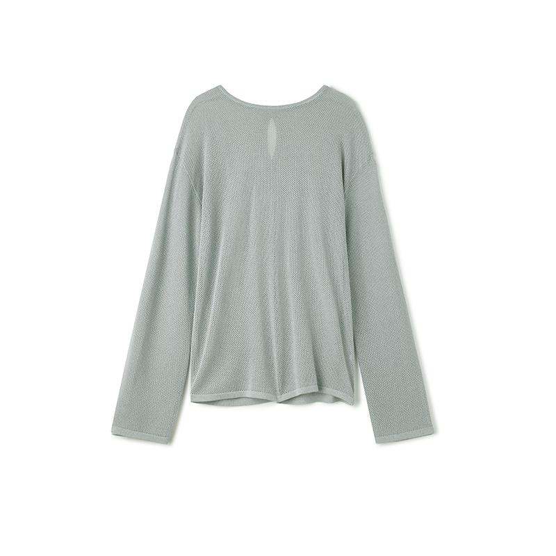 Back Design Knitted Shirt Women's Spring and Autumn New Loose Cover Shirt Thin Top Lazy Solid Color Looks Thin