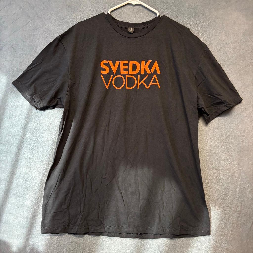 Svedka Vodka Promo T-Shirt Black Orange Graphic Tee Gildan XL Promotional Bar