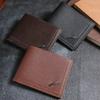 Men's Short Frosted Leather Wallet, Multi-Slot Coin Pocket Photo Holder Small Men's Wallet