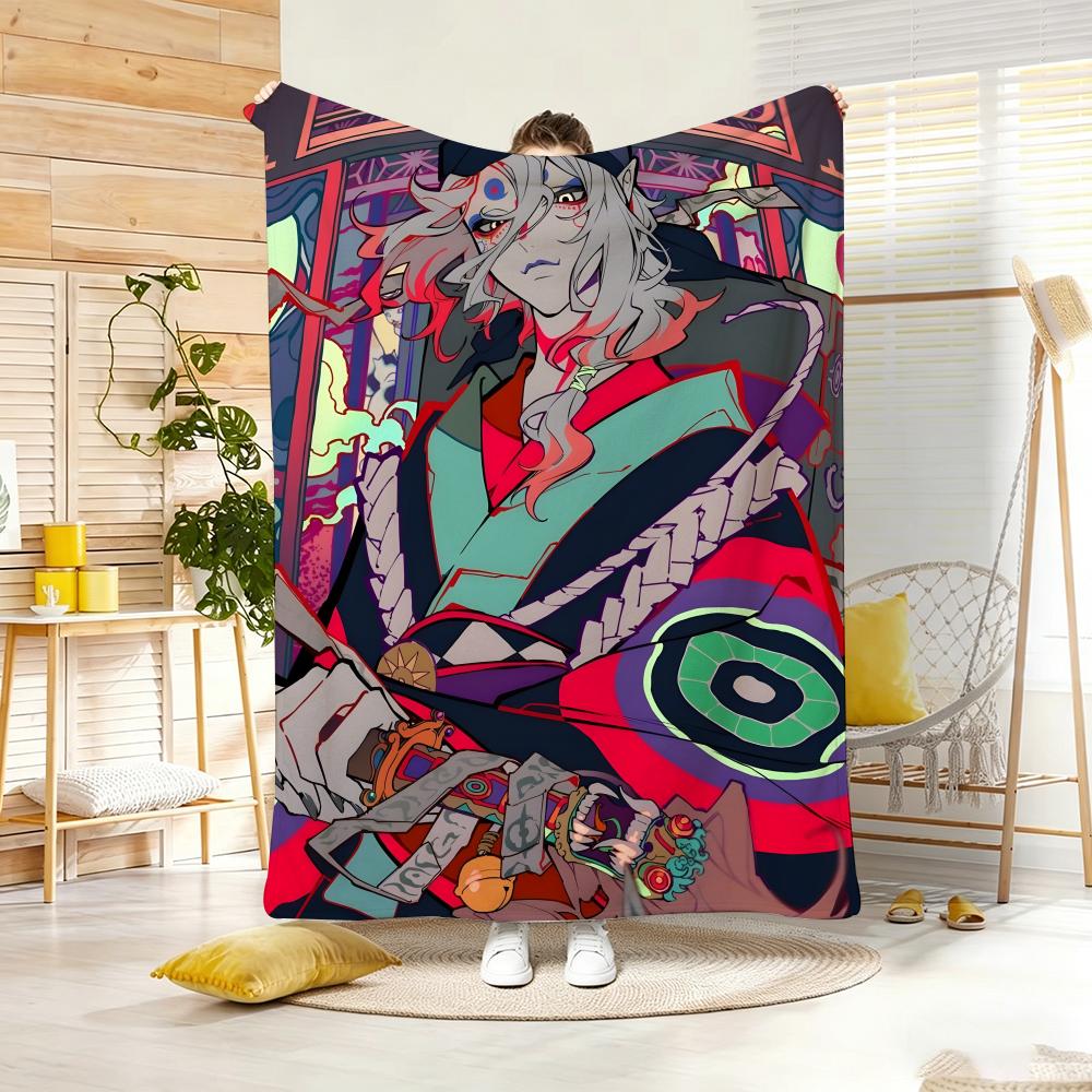 Ukiyo e style Yokai Anime M-Mononokes Throw Lightweight 240g Flannel Blanket Soft Skin-friendly for Summer Cooling