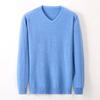 Мужской тонкий повседневный свитер с V-образным вырезом, однотонный
