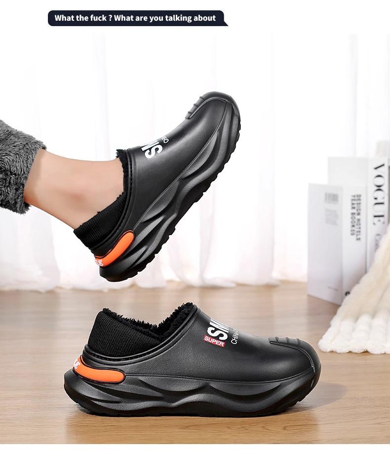 2024 Мужские водонепроницаемые нескользящие хлопковые тапочки для зимы — теплые, большого размера, идеально подходят для вождения и использования на открытом воздухе