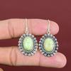 Серьги из лимонного хризопраза, винтажные серьги с драгоценными камнями, уникальные ювелирные изделия, серьги из стерлингового серебра 925 пробы, серьги ручной работы, серебряные ювелирные изделия, подарок для жены