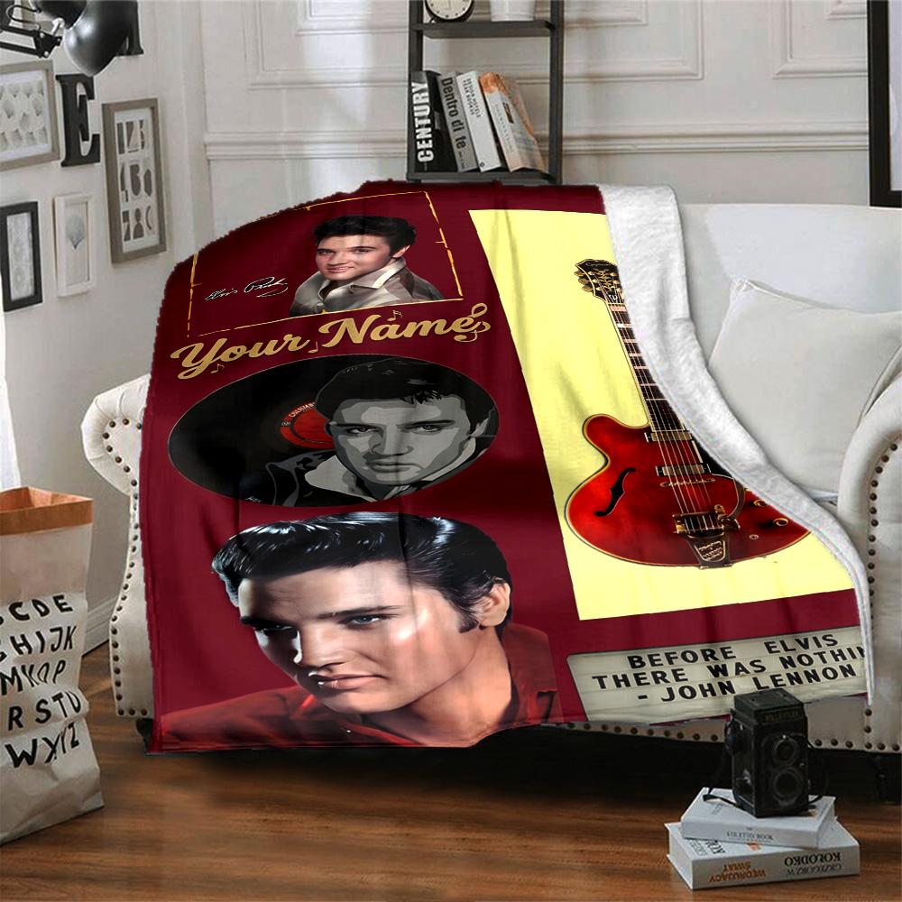 Elvis Presley Customize Text Blanket Cozy Customizable Blanket Comfortable Throw For Living Room Bedding Office Chair Picnics Four Seasons Universal