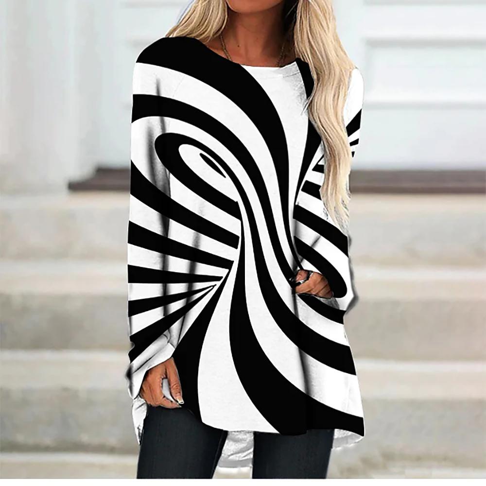 Цветочная абстрактная живопись 3D принт футболки с длинным рукавом женская мода свободные цветочные футболки уличная одежда женские футболки для девочек топы