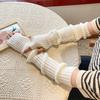 Women Knitted Arm Warmer Long Fingerless Gloves Mitten Winter Y2K Solid Arm Sleeve Fashion Casual Soft Girls Clothes Punk Gloves