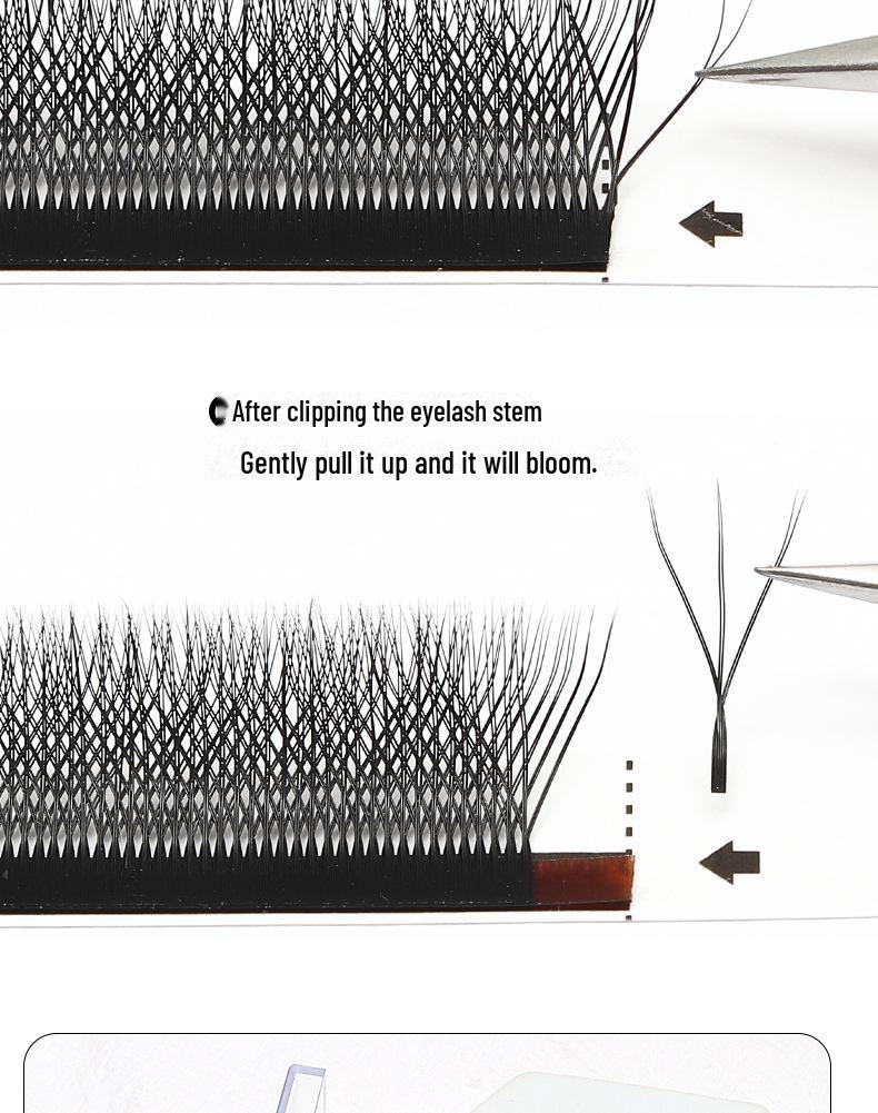 Натуральные, мягкие W-образные цветущие ресницы клевера состоят из пучка из 6 переплетенных между собой ресниц, что предотвращает распускание корней.