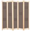 5 Piece Room Divider Brown 200 x 170 x 4 cm Fabric