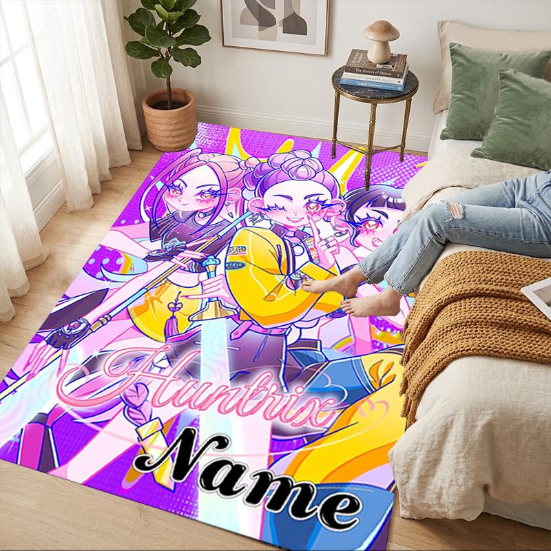 Custom Name Dark Warrior Living Room Non-Slip Area Rug Soft Carpet for Bedroom Kids Playroom Sofa Office Home Decor Doormat