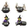 Halloween Candlestick Horror Theme Witch Skull Candle Support,Resin Candle Holder for Coffee Shops and Event