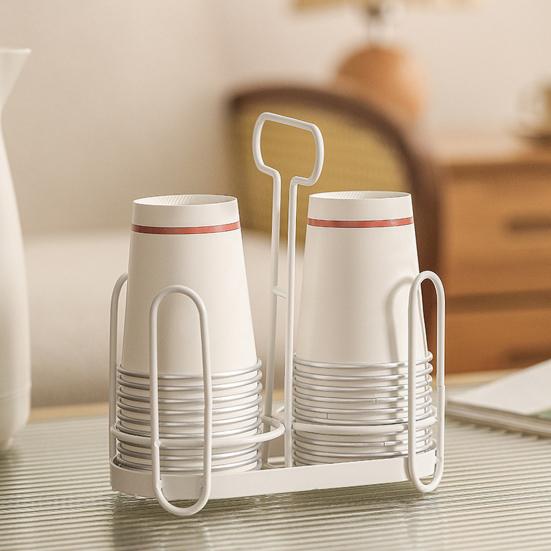 Disposable Cup Holder Paper Cup Dispenser Iron Art Durable Cup Storage Rack for Countertops Kitchen Coffee Stations Multifunctional Cup Organizer