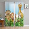 Wild Animals In Forest Sheer Curtains For Living Room Kids Bedroom Tulle Curtains Kitchen Window Treatment Drapes