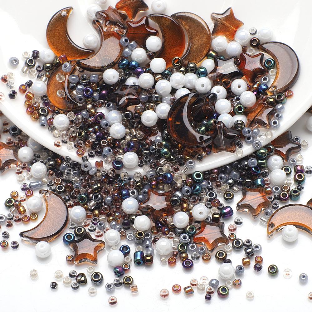 Набор для изготовления украшений своими руками из бусин-звездочек и лун, а также бисера для серег, браслетов и ожерелий
