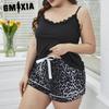 Пижама женская летняя большого размера, свободная, сексуальная, на бретелях, шорты, домашняя одежда из двух частей