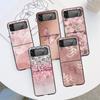 Чехол Funda для Samsung Galaxy Z Flip 4 Z Flip 3 5g Zflip Zflip3 Flip4 Жесткий ПК Золото Розовая роза Блестящие сердечки Fundas Жесткий ПК