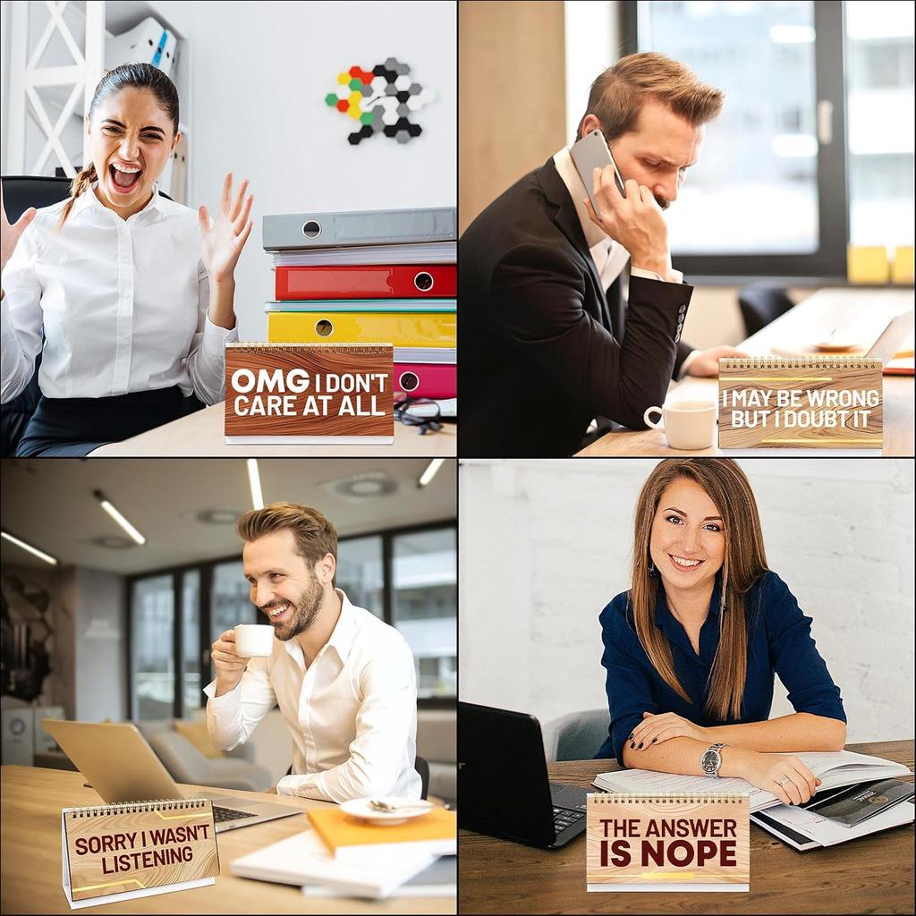 Fancy Land Funny Desk Signs Sarcastic 30 Flip Over Messages Desktop Supplies for Holiday Teachers Nurses Office Staff Coworker Colleague Humorous Gag