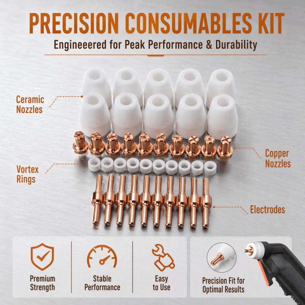 40pcs Ceramic Nozzles Air Plasma Cutter Kit PT-31 Torch Consumables For Plasma Cutting Machines