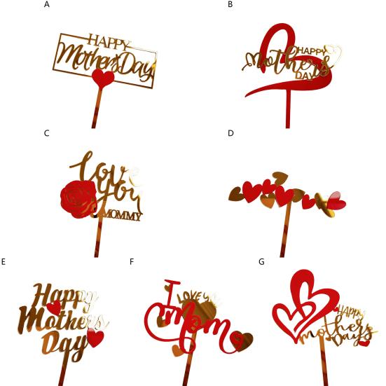 Yousheng Многофункциональный Топпер для торта без заусенцев, акриловый цветок розы, сердце, День матери, выбор кексов, товары для вечеринок