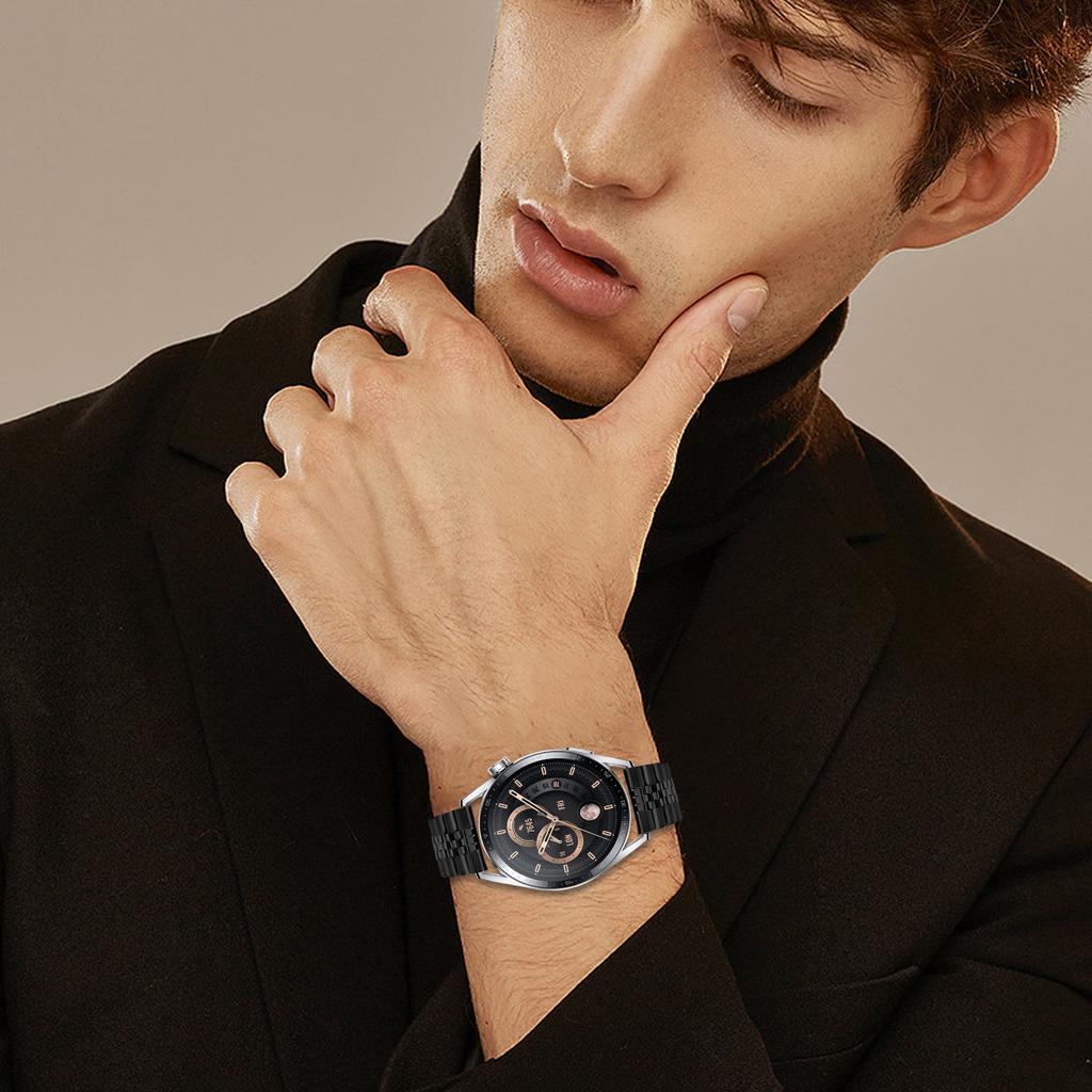 For Huawei Watch Buds Wrist Band 5-Bead Stainless Steel Butterfly Clasp Watch Strap