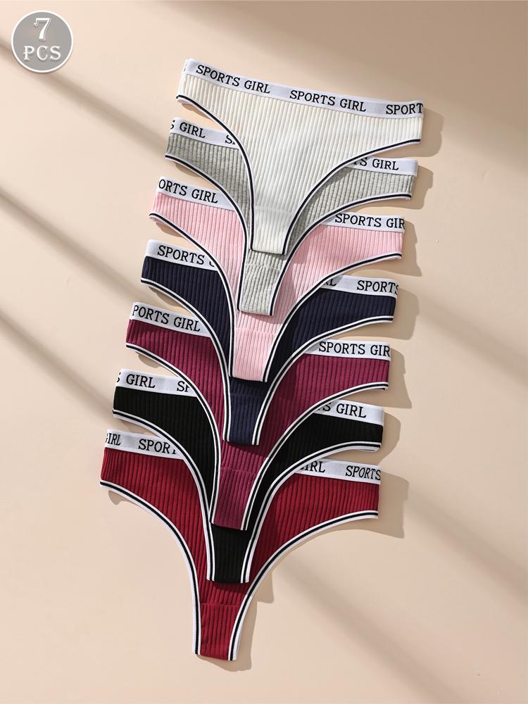 7 шт. женские стринги с низкой посадкой, сексуальное нижнее белье, спортивные трусики для девочек, хлопковые стринги, дышащие женские трусики, женское нижнее белье