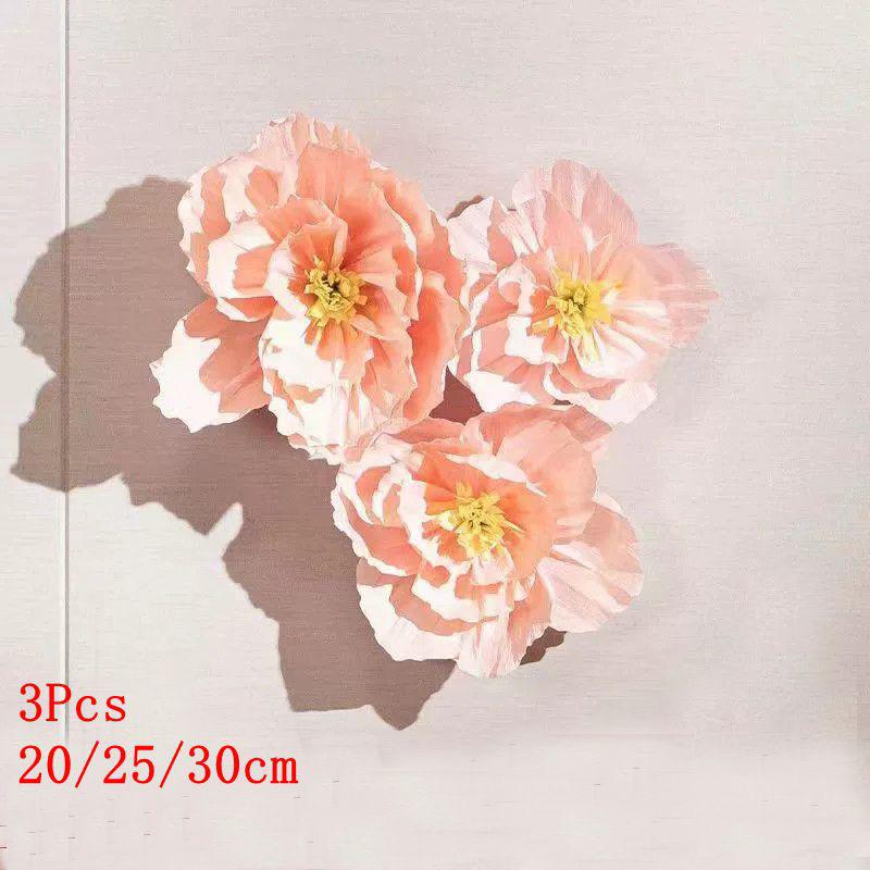 3/6Pcs 20/25/30cm Chinese Wedding Artificial Crepe Paper Flower Wall Door Hanging Ornament Photography Home Room Supplies