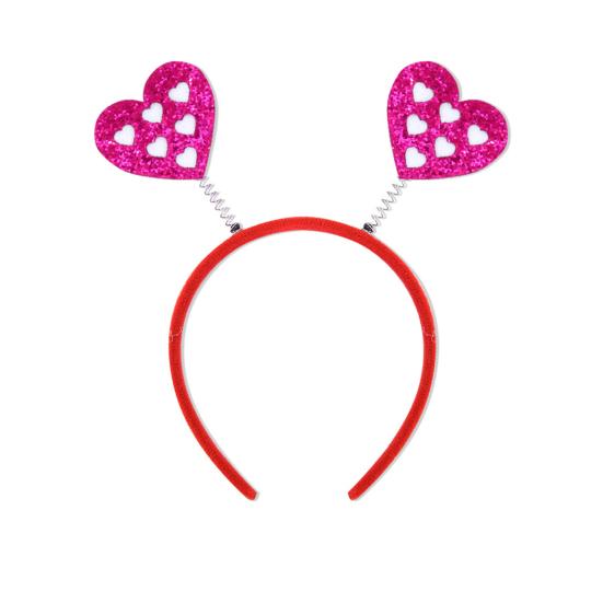 Ободок на голову в виде сердца на День святого Валентина, блестящий красный аксессуар для волос в виде сердца для Хэллоуина, праздника, свадьбы, дня рождения, костюма
