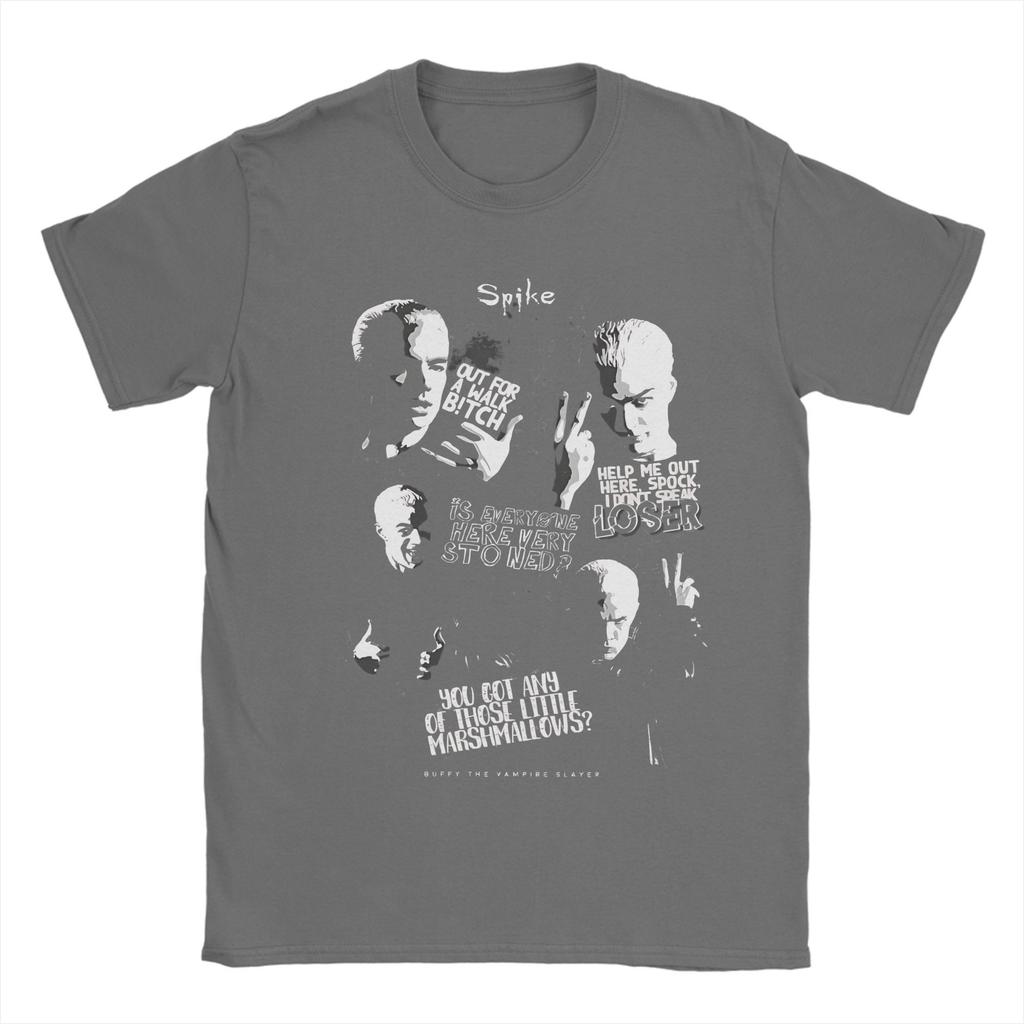 Мужская футболка с постером Спайка из Баффи — истребительницы вампиров, хлопковая одежда для отдыха, с коротким рукавом, с круглым вырезом, идея для подарка, футболки