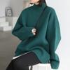 GMXIA Women's Simple Pullover Sweater Autumn and Winter Loose Half High Neck Outer Knit Sweater Women's Top