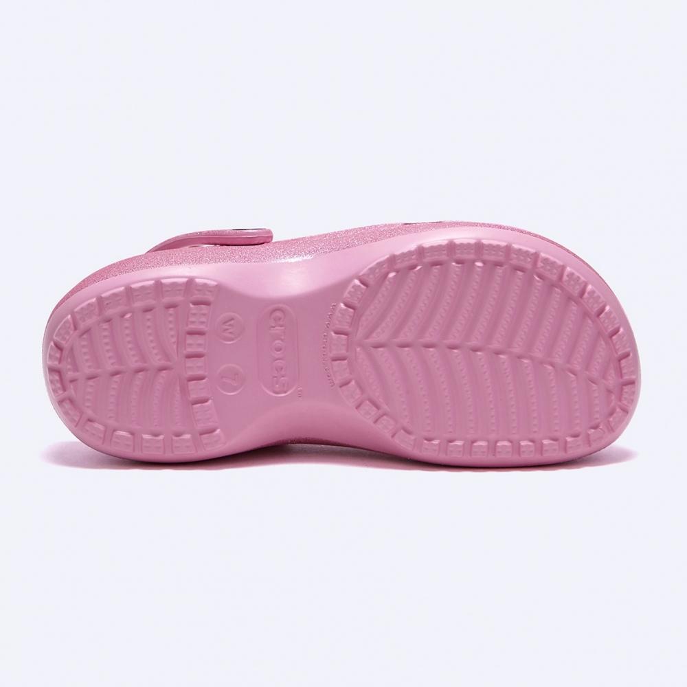 Crocs Классические блестящие туфли-сабо на платформе розового цвета 207241 6wy