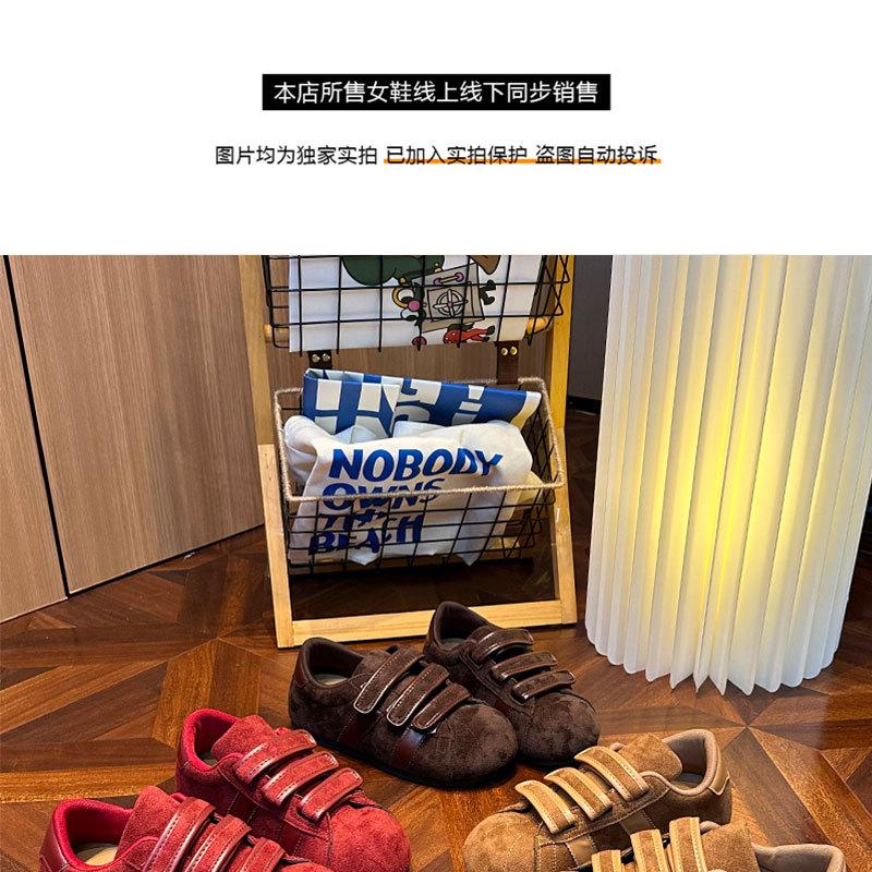BK1 ретро кеды на липучке Dexun shoes 22 осень новые уродливые милые круглый нос повседневные shell