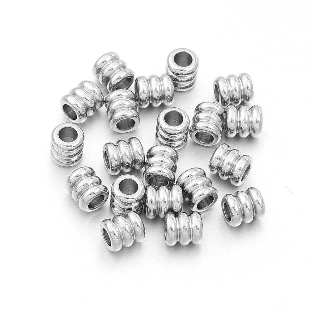 20pcs/lot High Quality Stainless Steel Beads Big Hole Loose Spacer Beads For Jewelry Making DIY Charm Bracelet Necklace Supplies