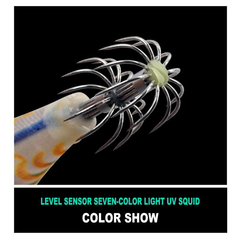 Рыболовная приманка для деревянных креветок с батареей, 7 шт., 10 см, крючок для кальмара, наживка для осьминога, джиги для кальмаров, приманки для каракатиц, искусственный воблер, жесткая приманка