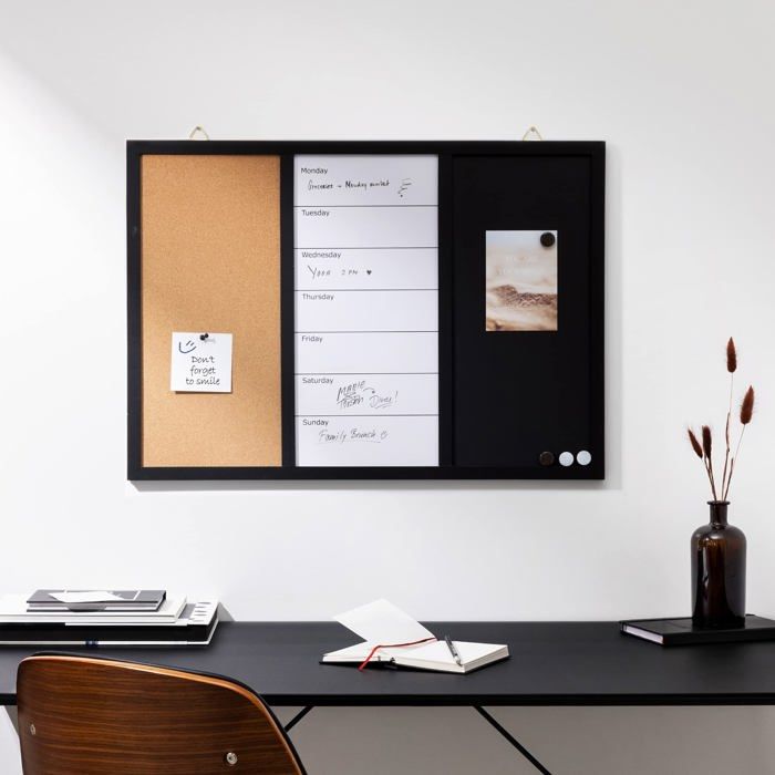 Tableau magnétique - Navaris - 47164.01.2 - 3 en 1 - 70 x 50 cm - Effaçable et inscriptible